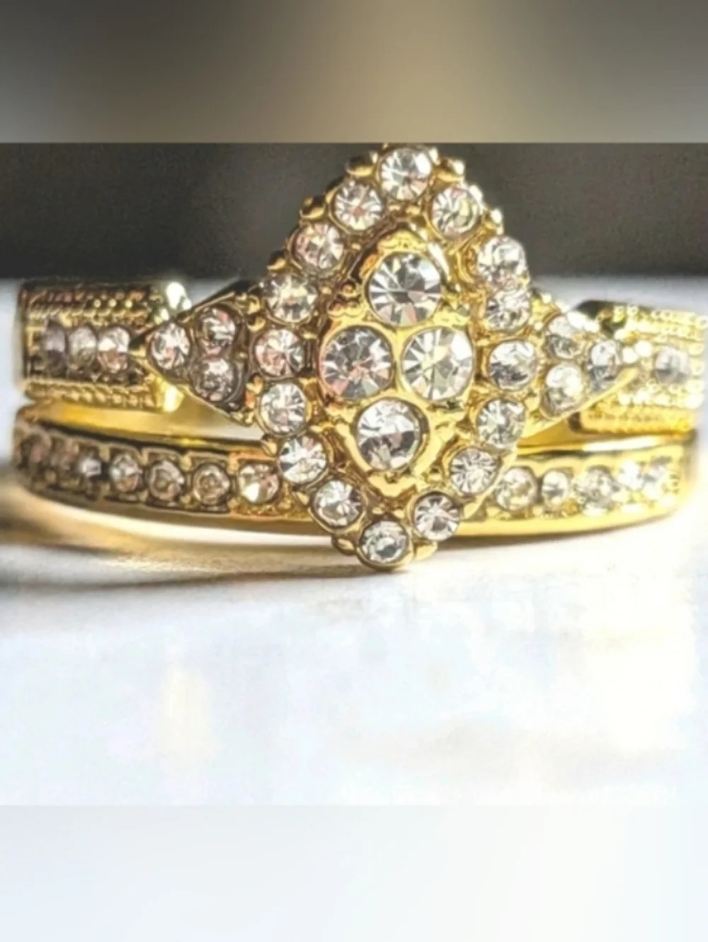 2ct Two Piece Lab Created Engagement Bridal Ring Set 14k Yellow Gold Plated Sz10